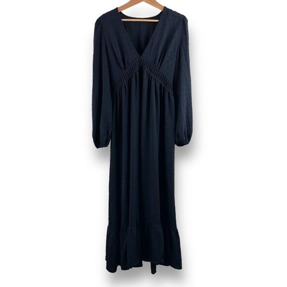 Amazon black eyelet maxi dress size L - Picture 1 of 11